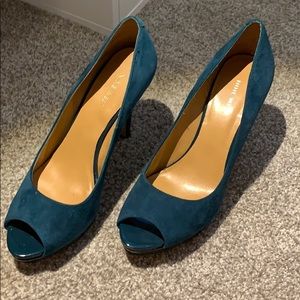 Nine West Teal Open-Toed Heels